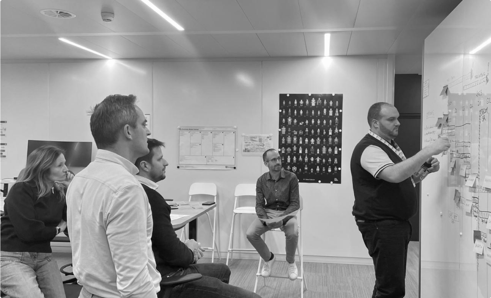 Innovation lab team collaboration and ideation session